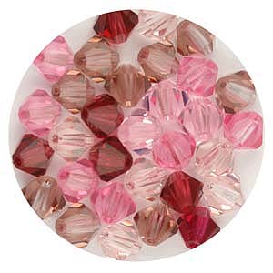 CCBIC06 M1 - Czech crystal bicones - mixed pinks